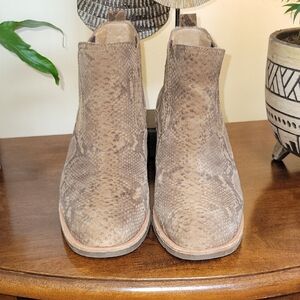 Brown Snake Print Ankle Boots
